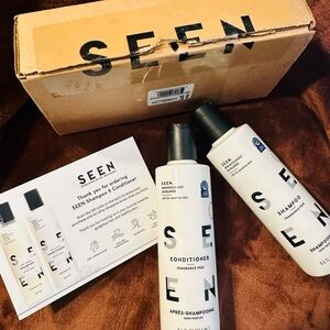 UNSEALED Seen Hair Shampoo & Conditioner Set, Fragrance Free, 8.6 Oz Each